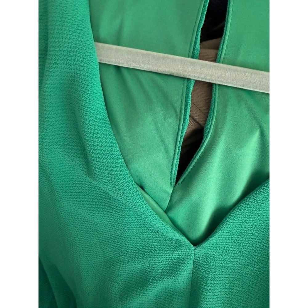 London Times Woman Green Smocked Waist Ruffle Sleeve Dress 1X T7349W NEW - Picture 6 of 10